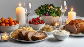 A table with a variety of food photo