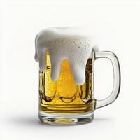 A beer mug with foam on top photo