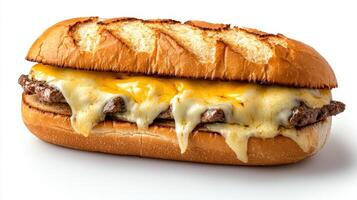 A cheeseburger with melted cheese on top photo