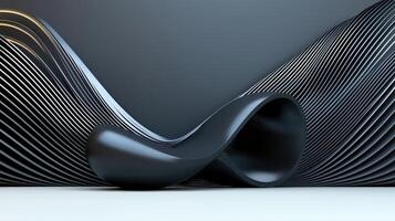 3d rendering of a curved wall with black lines photo