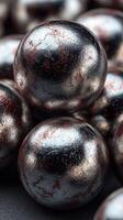 Shimmering metallic spheres create an intriguing abstract composition at close range photo