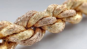 Detailed view of a tightly woven rope demonstrating craftsmanship and material texture in natural fibers photo