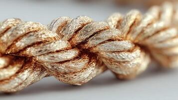 Crafting techniques showcase intricate detailing of twisted golden rope material in close-up view photo