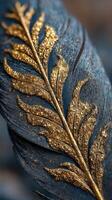 Intricate golden leaf design showcasing fine details and textures in a creative artistic representation photo