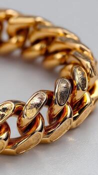 Intricate gold chain bracelet displayed on a smooth surface highlighting its craftsmanship and shine photo