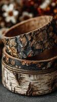 Unique handmade bracelets featuring intricate floral designs crafted from natural materials photo
