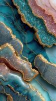 Unique abstract design showcasing vibrant turquoise, pink, and gold patterns in a striking mineral texture photo