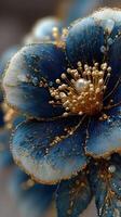 Intricate blue floral design with gold accents created with delicate artistry and craftsmanship photo