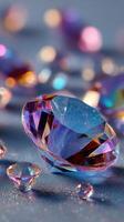 Stunning close-up of colorful crystals reflecting light in a captivating display of hues and shapes photo