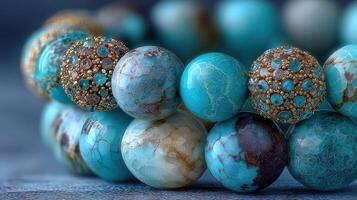 Turquoise jewelry highlights stunning craftsmanship and vibrant colors in a close-up view photo