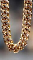 Stunning gold chain with diamond accents displayed elegantly against a soft background photo