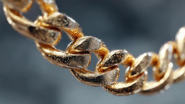 Close-up view of a shiny gold chain showcasing intricate design and craftsmanship in jewelry making photo