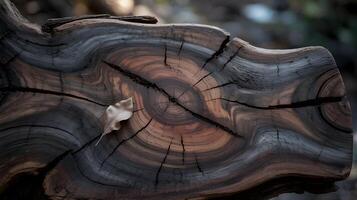 A close up of a tree trunk with a tree branch photo