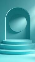 A blue archway with a round opening in the middle photo