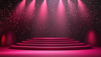 A beautiful pink stage with a spotlight on it photo