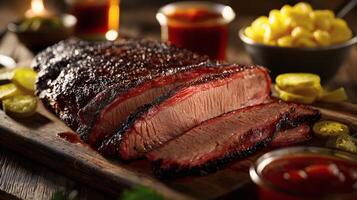 Texas-Style Smoked Brisket with Barbecue Sauce and Classic Sides photo