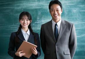 A teacher and a talented student are smiling for the camera photo
