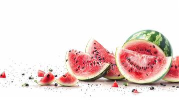 A close up of a watermelon with black seeds photo