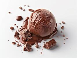 A chocolate ice cream cone with chocolate drips on it photo