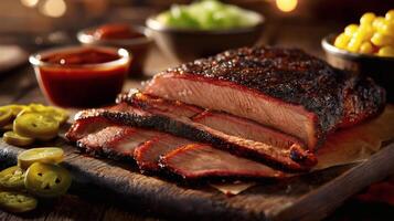 Classic Smoked Brisket with Barbecue Sauce and Southern Sides photo
