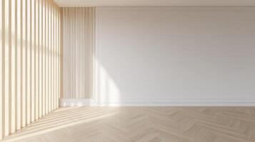 Empty room with wooden floor and white walls photo