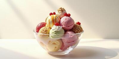An ice cream sundae is shown in a glass bowl photo