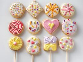 Delectable Decorated Cookies On Sticks, A Delightful Treat For Any Occasion photo