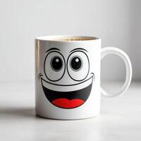 A mug with a smiling face on it photo