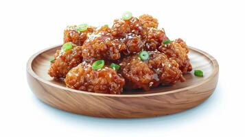 Chicken wings in a wooden bowl on a white background photo