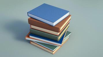 A stack of books on a gray background photo