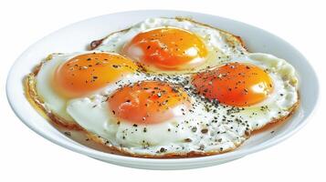 Three eggs are in a white bowl photo