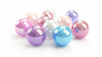 Several colorful eggs on a white surface photo