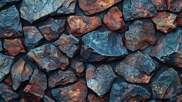 A wall made of rocks with different colors photo