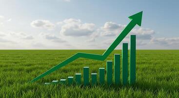 Green growth chart on grass field photo