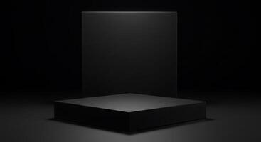 Black box with a square box on a dark background photo
