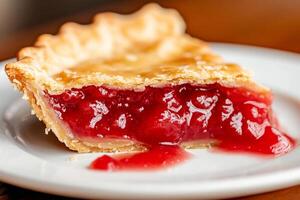 A slice of pie on a white plate photo
