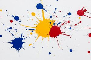 A painting of paint splats on a white background photo
