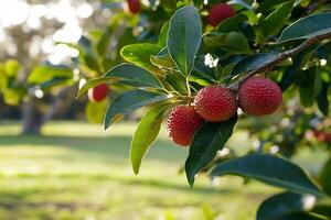 A tree with fruit on it in the field photo