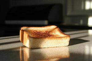 A piece of toast sitting on a counter photo
