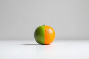 An orange and an orange are sitting on a table photo