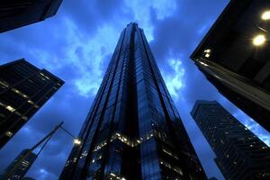 A tall building with a blue sky photo