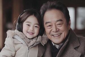 An older man and a little girl smiling photo