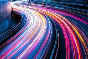 A long highway with a lot of cars photo
