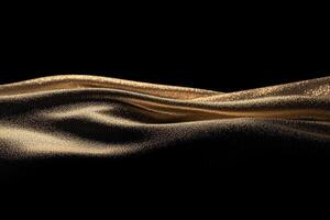 Golden fabric on a black background photo