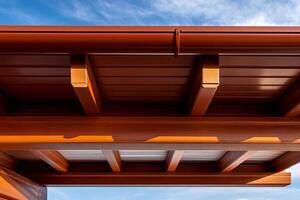 A view of a roof with a sky background photo