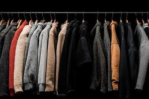 A rack of clothes with many different colors photo