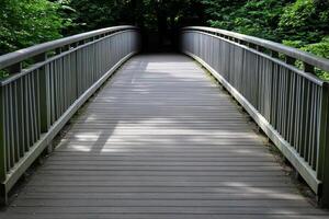 A bridge with a bench on it photo