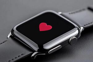 An apple watch with a red heart on the screen photo