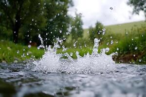Water splashing in a stream photo