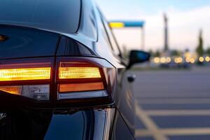 A close up of the tail lights of a car photo